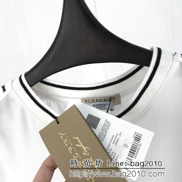 BURBERRY巴寶莉 19早春新款 螺紋領口 字母印花 雙股絲光棉 男款短袖 ydi1656